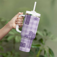 Hawaiian Quilt Tapa On Lilac Palaka Motifs Tumbler With Handle LT7 - Polynesian Pride