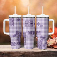 Hawaiian Quilt Tapa On Lilac Palaka Motifs Tumbler With Handle LT7 - Polynesian Pride