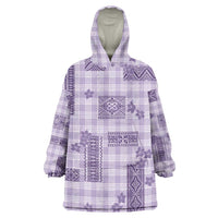 Hawaiian Quilt Tapa On Lilac Palaka Motifs Wearable Blanket Hoodie LT7 One Size Lilac - Polynesian Pride