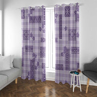 Hawaiian Quilt Tapa On Lilac Palaka Motifs Window Curtain LT7 With Grommets Lilac - Polynesian Pride