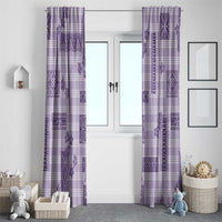 Hawaiian Quilt Tapa On Lilac Palaka Motifs Window Curtain LT7 - Polynesian Pride