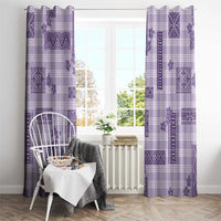 Hawaiian Quilt Tapa On Lilac Palaka Motifs Window Curtain LT7 - Polynesian Pride