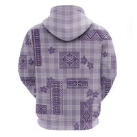 Hawaiian Quilt Tapa On Lilac Palaka Motifs Zip Hoodie LT7 - Polynesian Pride