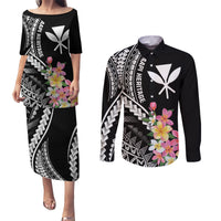 AAPI Heritage Month Couples Matching Puletasi and Long Sleeve Button Shirt Kanaka Hawaii Plumeria