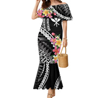 AAPI Heritage Month Mermaid Dress Kanaka Hawaii Plumeria LT7 Women Black - Polynesian Pride