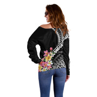 AAPI Heritage Month Off Shoulder Sweater Kanaka Hawaii Plumeria