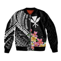 AAPI Heritage Month Sleeve Zip Bomber Jacket Kanaka Hawaii Plumeria