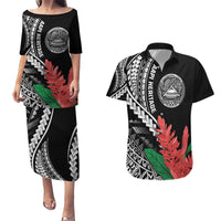AAPI Heritage Month Couples Matching Puletasi and Hawaiian Shirt Samoa Teuila LT7 Black - Polynesian Pride