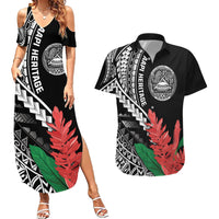 AAPI Heritage Month Couples Matching Summer Maxi Dress and Hawaiian Shirt Samoa Teuila LT7 Black - Polynesian Pride
