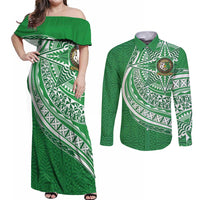 Tonga Liahona High School Personalized Couples Matching Off Shoulder Maxi Dress and Long Sleeve Button Shirt Ngatu Tokelaufeletoa Motifs