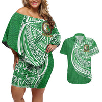 Tonga Liahona High School Personalized Couples Matching Off Shoulder Short Dress and Hawaiian Shirt Ngatu Tokelaufeletoa Motifs