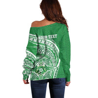 Tonga Liahona High School Personalized Off Shoulder Sweater Ngatu Tokelaufeletoa Motifs