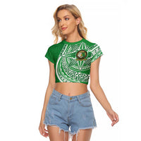 Tonga Liahona High School Personalized Raglan Cropped T Shirt Ngatu Tokelaufeletoa Motifs