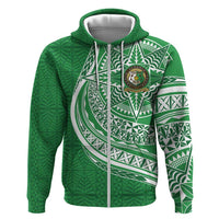 Tonga Liahona High School Personalized Zip Hoodie Ngatu Tokelaufeletoa Motifs LT7 Zip Hoodie Green - Polynesian Pride