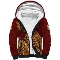 Tonga High School Sherpa Hoodie THS Anniversary Ngatu Motif LT7 Unisex Maroon - Polynesian Pride