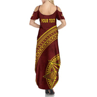 Tonga High School Summer Maxi Dress THS Anniversary Ngatu Motif LT7 - Polynesian Pride
