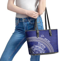 Tupou College Toloa Leather Tote Bag Ngatu Tapa Mix Style LT7 - Polynesian Pride