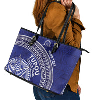 Tupou College Toloa Leather Tote Bag Ngatu Tapa Mix Style LT7 - Polynesian Pride