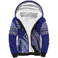 Tupou College Toloa Sherpa Hoodie Ngatu Tapa Mix Style LT7 Unisex Blue - Polynesian Pride
