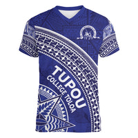 Tupou College Toloa Women V-Neck T-Shirt Ngatu Tapa Mix Style
