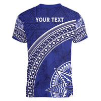 Tupou College Toloa Women V-Neck T-Shirt Ngatu Tapa Mix Style