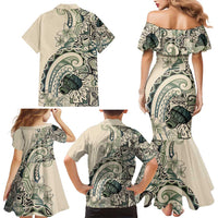 Aloha Hawaii Tapa Family Matching Mermaid Dress and Hawaiian Shirt Summer Green Hawaiian Ipu - Polynesian Pride