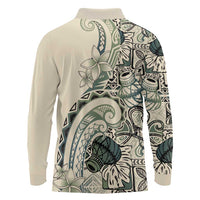 Aloha Hawaii Tapa Long Sleeve Polo Shirt Summer Green Hawaiian Ipu LT7 - Polynesian Pride
