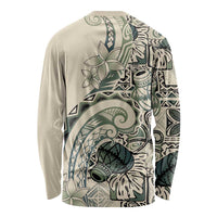 Aloha Hawaii Tapa Long Sleeve Shirt Summer Green Hawaiian Ipu LT7 - Polynesian Pride