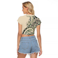 Aloha Hawaii Tapa Raglan Cropped T Shirt Summer Green Hawaiian Ipu - Polynesian Pride