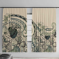 Aloha Hawaii Tapa Window Curtain Summer Green Hawaiian Ipu - Polynesian Pride