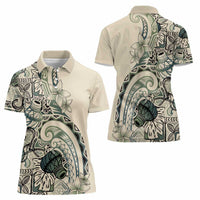 Aloha Hawaii Tapa Women Polo Shirt Summer Green Hawaiian Ipu - Polynesian Pride