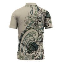 Aloha Hawaii Tapa Zipper Polo Shirt Summer Green Hawaiian Ipu - Polynesian Pride