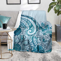 Aloha Hawaii Tapa Blanket Cool Turquoise Hawaiian Ipu - Polynesian Pride