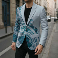 Aloha Hawaii Tapa Blazer Cool Turquoise Hawaiian Ipu - Polynesian Pride