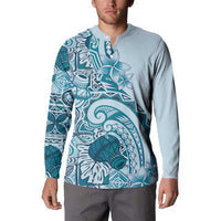 Aloha Hawaii Tapa Button Sweatshirt Cool Turquoise Hawaiian Ipu LT7 - Polynesian Pride