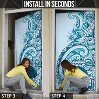 Aloha Hawaii Tapa Door Cover Cool Turquoise Hawaiian Ipu - Polynesian Pride