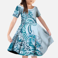 Aloha Hawaii Tapa Family Matching Long Sleeve Bodycon Dress and Hawaiian Shirt Cool Turquoise Hawaiian Ipu - Polynesian Pride