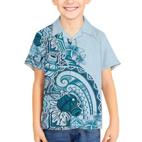 Aloha Hawaii Tapa Family Matching Summer Maxi Dress and Hawaiian Shirt Cool Turquoise Hawaiian Ipu - Polynesian Pride