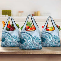 Aloha Hawaii Tapa Grocery Bag Cool Turquoise Hawaiian Ipu LT7 3-pack One Size Turquoise - Polynesian Pride