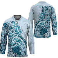 Aloha Hawaii Tapa Hockey Jersey Cool Turquoise Hawaiian Ipu LT7 - Polynesian Pride