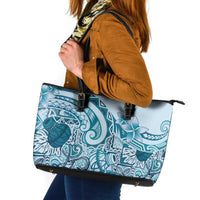 Aloha Hawaii Tapa Leather Tote Bag Cool Turquoise Hawaiian Ipu - Polynesian Pride