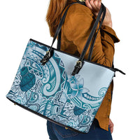 Aloha Hawaii Tapa Leather Tote Bag Cool Turquoise Hawaiian Ipu - Polynesian Pride