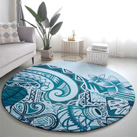 Aloha Hawaii Tapa Round Carpet Cool Turquoise Hawaiian Ipu - Polynesian Pride
