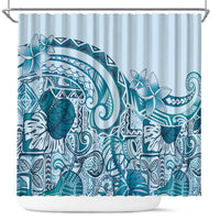 Aloha Hawaii Tapa Shower Curtain Cool Turquoise Hawaiian Ipu - Polynesian Pride