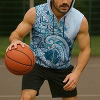 Aloha Hawaii Tapa Sleeveless Zip Hoodie Cool Turquoise Hawaiian Ipu - Polynesian Pride