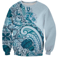 Aloha Hawaii Tapa Sweatshirt Cool Turquoise Hawaiian Ipu LT7 Unisex Turquoise - Polynesian Pride