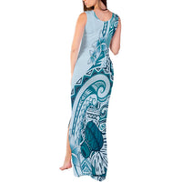 Aloha Hawaii Tapa Tank Maxi Dress Cool Turquoise Hawaiian Ipu - Polynesian Pride