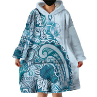 Aloha Hawaii Tapa Wearable Blanket Hoodie Cool Turquoise Hawaiian Ipu LT7 - Polynesian Pride