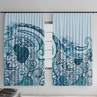 Aloha Hawaii Tapa Window Curtain Cool Turquoise Hawaiian Ipu - Polynesian Pride