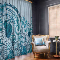 Aloha Hawaii Tapa Window Curtain Cool Turquoise Hawaiian Ipu - Polynesian Pride